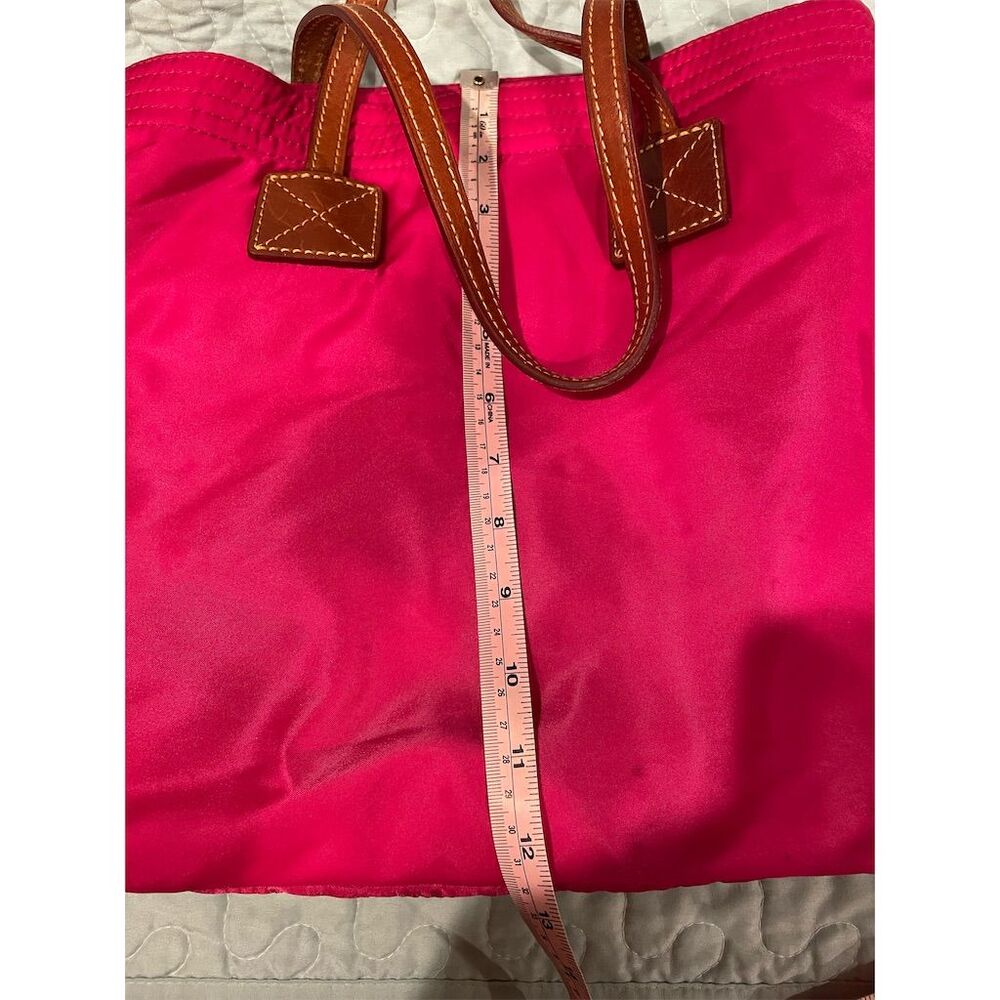 Dooney & Bourke Women's Bright Pink Nylon Tote Bag with Leather Trim - Picture 10 of 16